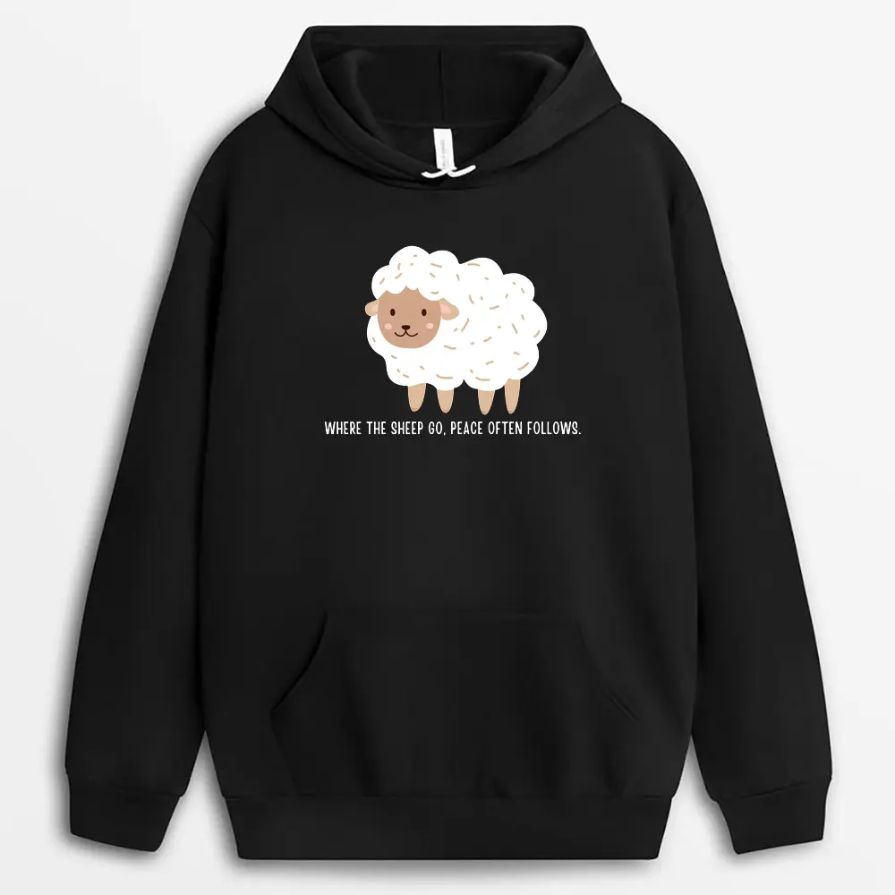 Where The Sheep Go Peace Often Follows Vincaxgap Hoodie - Black