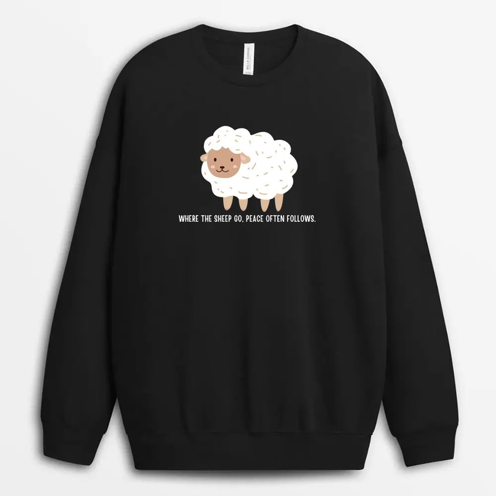 Where The Sheep Go Peace Often Follows Vincaxgap Sweatshirt - Black