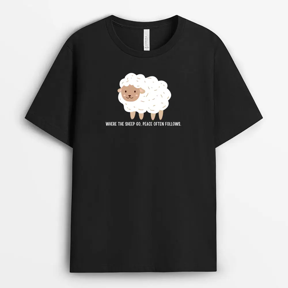 Where The Sheep Go Peace Often Follows Vincaxgap T-Shirt - Black