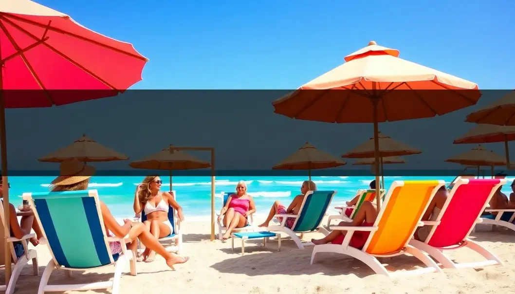 Sunkissed Style: Mastering Beach Vacation Outfits People in chic outfits relaxing on a sunny beach.