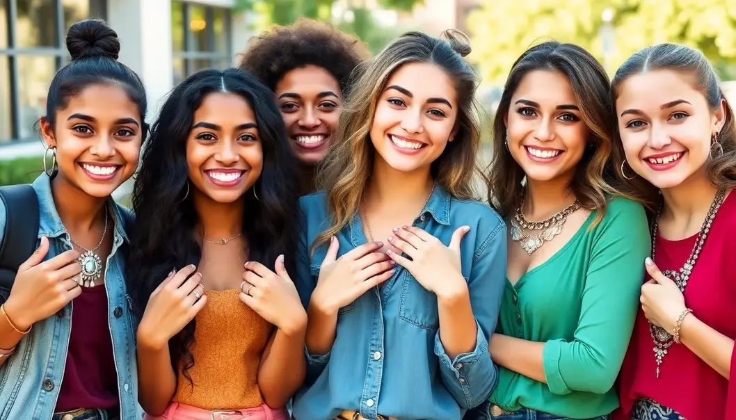 Bling Bling Wizardry: DIY Jewelry Care Teenagers with jewelry outdoors, exuding vibrancy and joy.